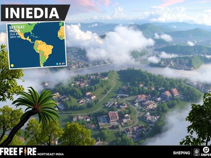 Concept art for Free Fire Sniper's upcoming Northeast India map