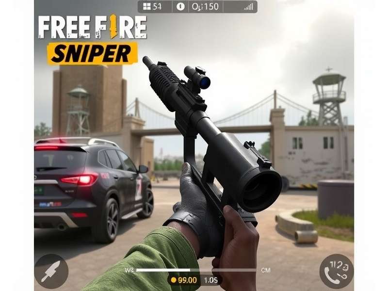 Free Fire Sniper gameplay showing a player taking a long-range shot