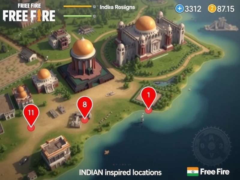 Free Fire Sniper map showing Indian-inspired locations